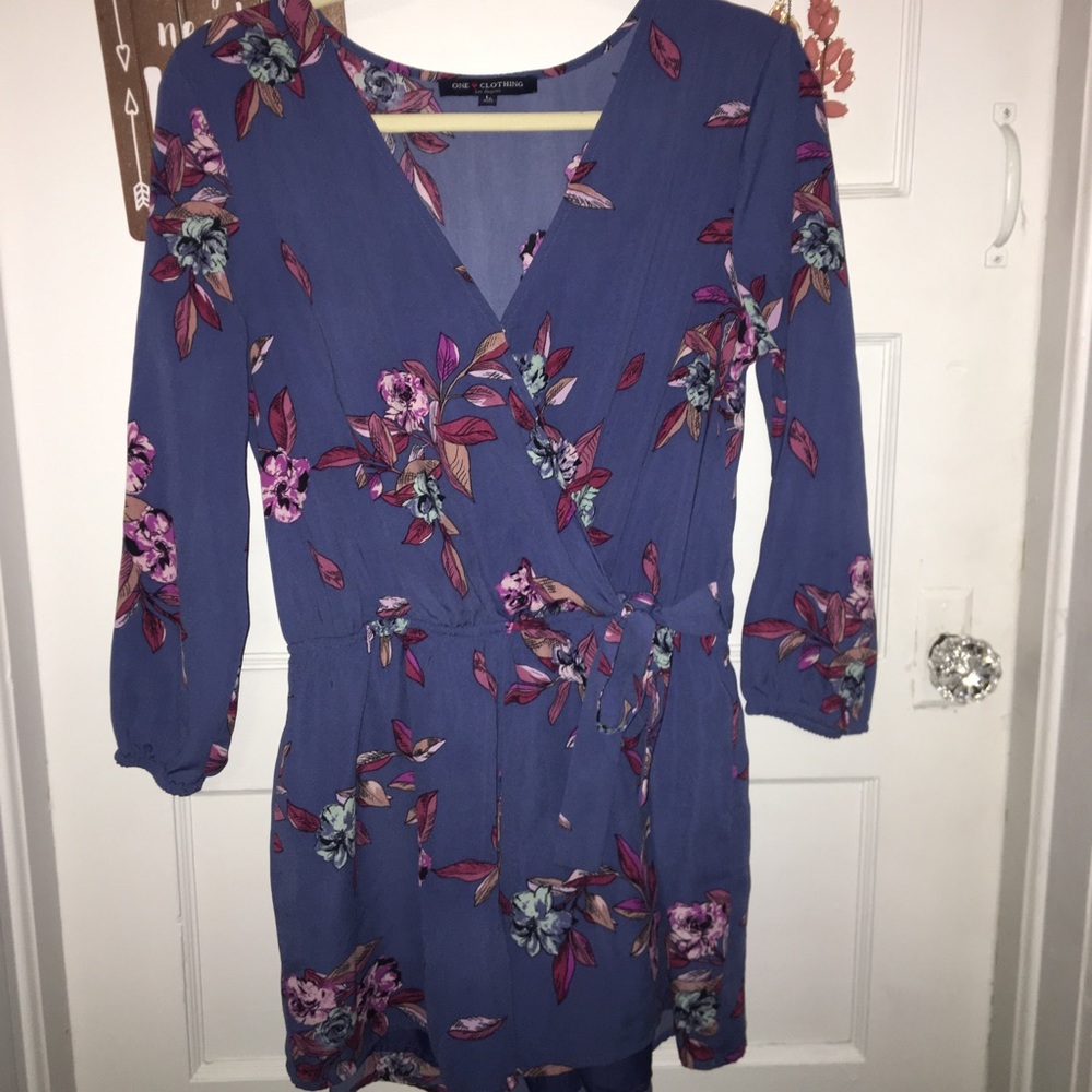 Blue and Purple Floral Romper